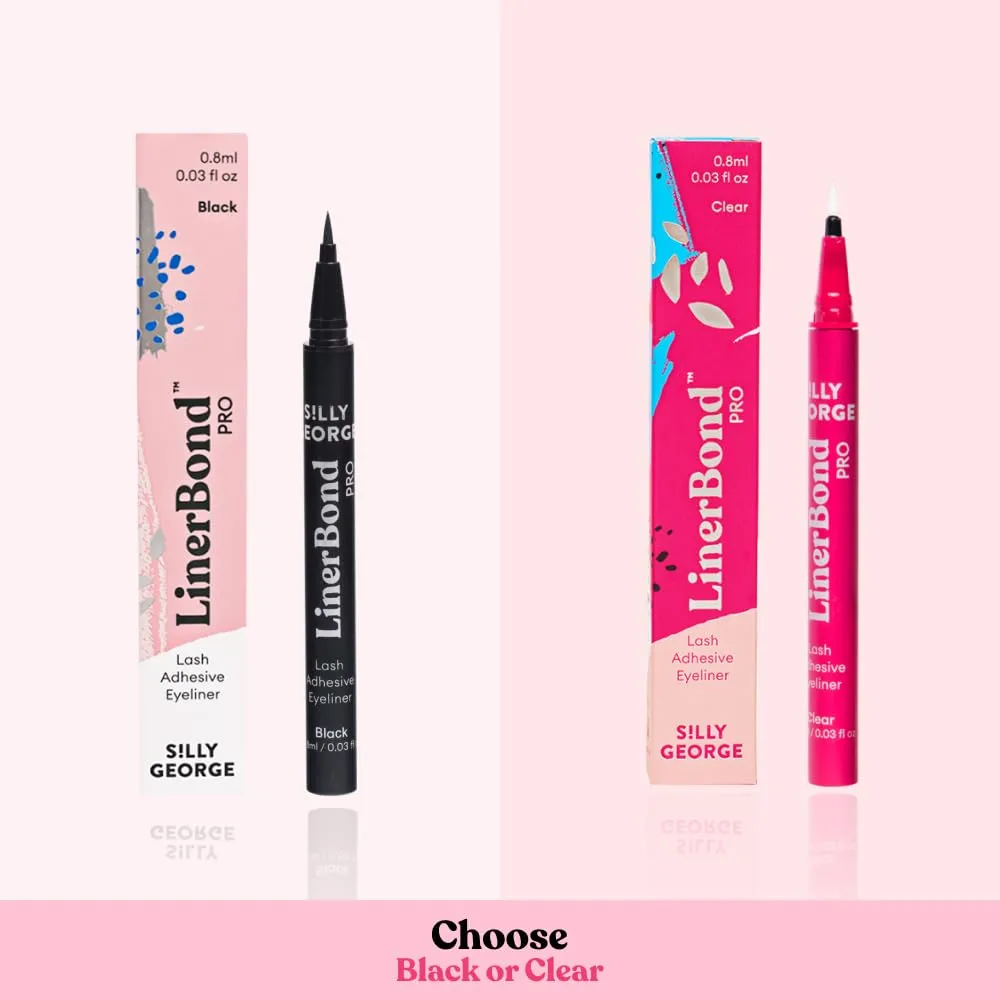 Silly George SuperNatural Series Starter Kit - Pretty Lashes with Adhesive Eyeliner | Clear Band gives Lashes Natural Look | Extra Strong Hold for False Eyelashes (Cassiopeia, LinerBond™ Clear)