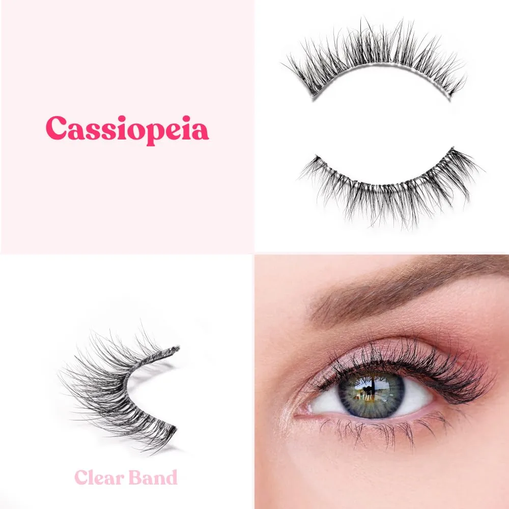 Silly George SuperNatural Series Starter Kit - Pretty Lashes with Adhesive Eyeliner | Clear Band gives Lashes Natural Look | Extra Strong Hold for False Eyelashes (Cassiopeia, LinerBond™ Clear)