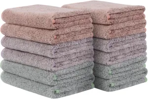 SINLAND Microfiber Face Towels Ultra Soft Facial Washcloths Face Cloth 12Inch x 12Inch 12 Pack Multicolor