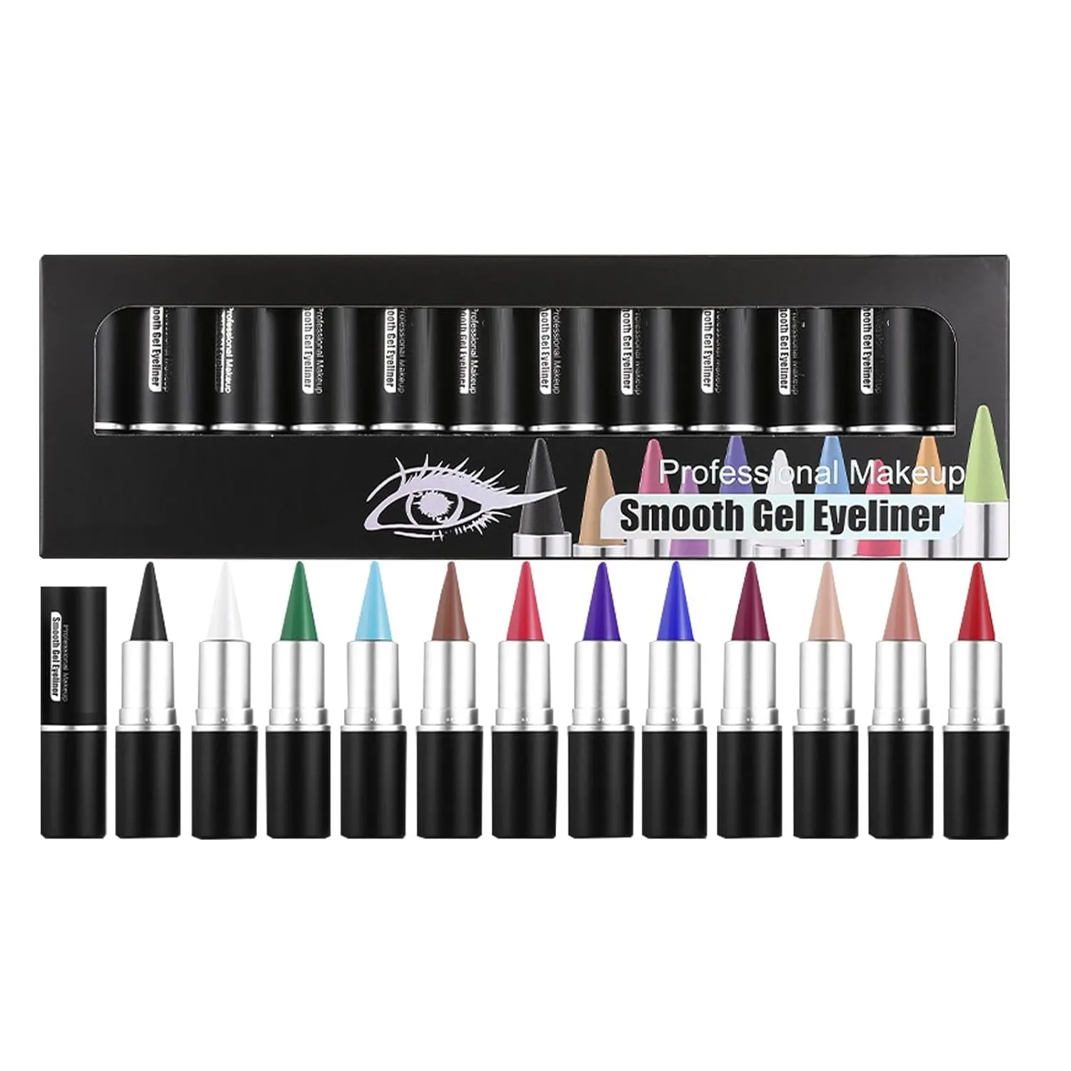 Smudge Proof Eye Liner,Long Wear Gel Eye Liner - 12 X Waterproof Smudge Proof Natural Cream Eye Liner for Liner and Eyeshadow