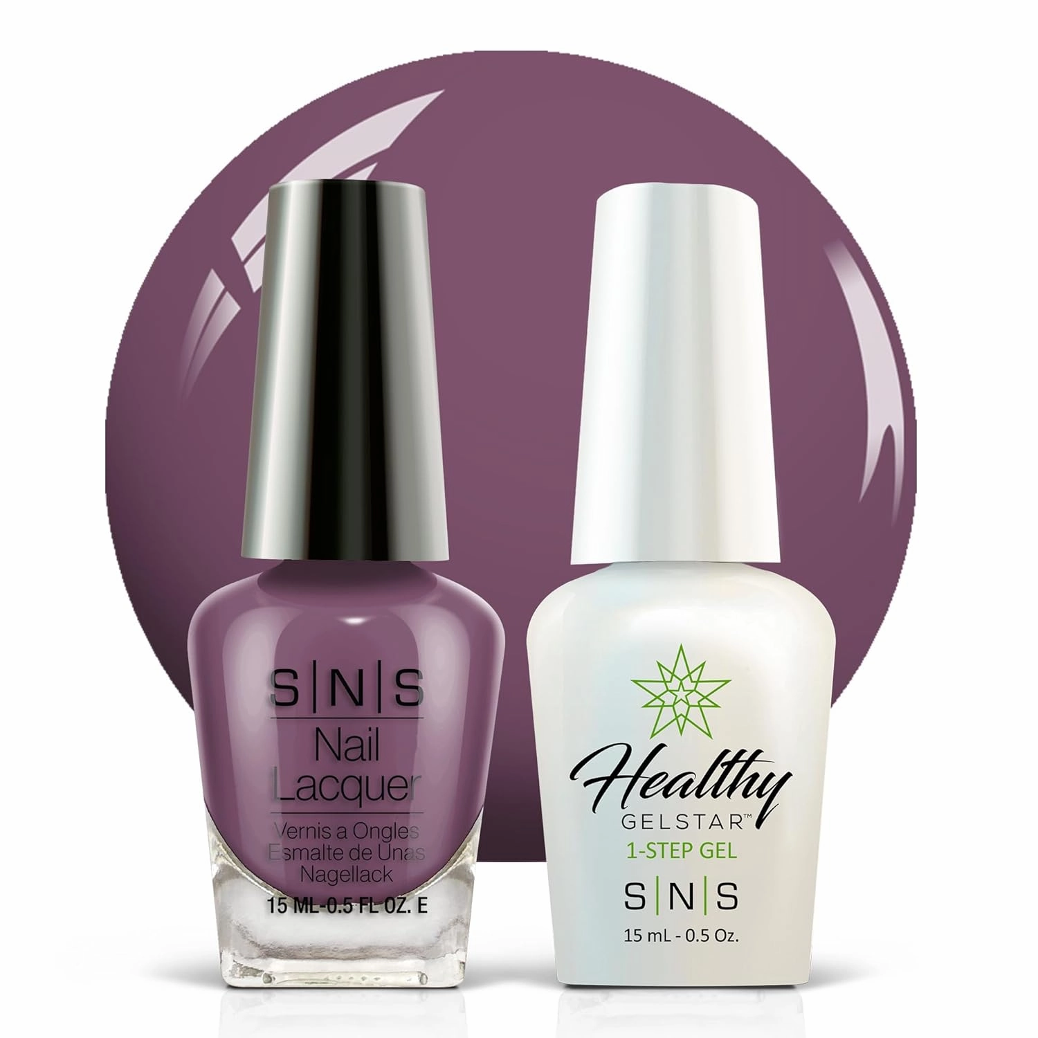SNS Nail UV Gel and Nail Polish Lacquer Combo - Fresh Plums (Purple/Plum, Cream) - Long-Lasting Nail Color, Gel & Lacquer Duo Lasts 14 Days - UV Lamp Required - 0.5 fl oz