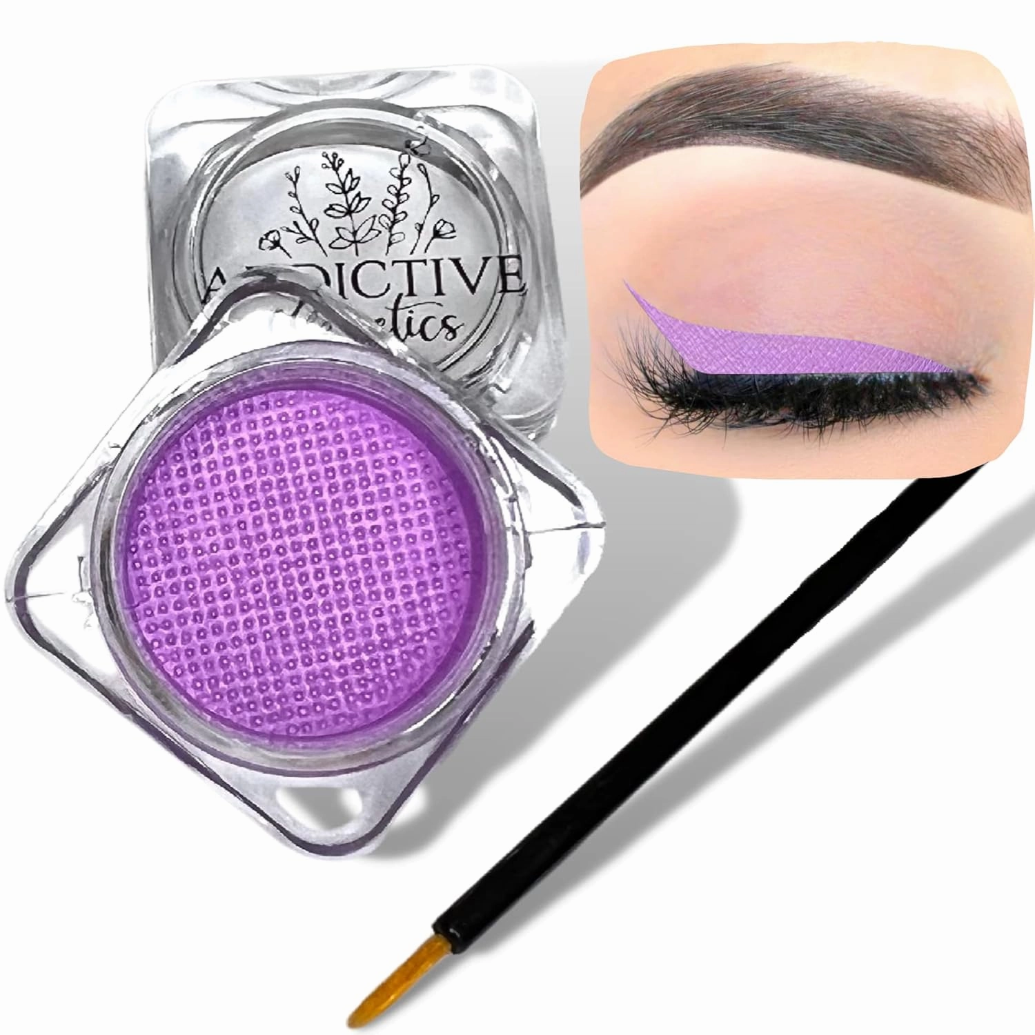 Soft Lilac Cake Eyeliner with Applicator Brush - Water Activated Dry Pressed Eyeliner - Long-Lasting, Vibrant Color, Smudge Resistant - Vegan Cruelty Free (Soft Lilac)