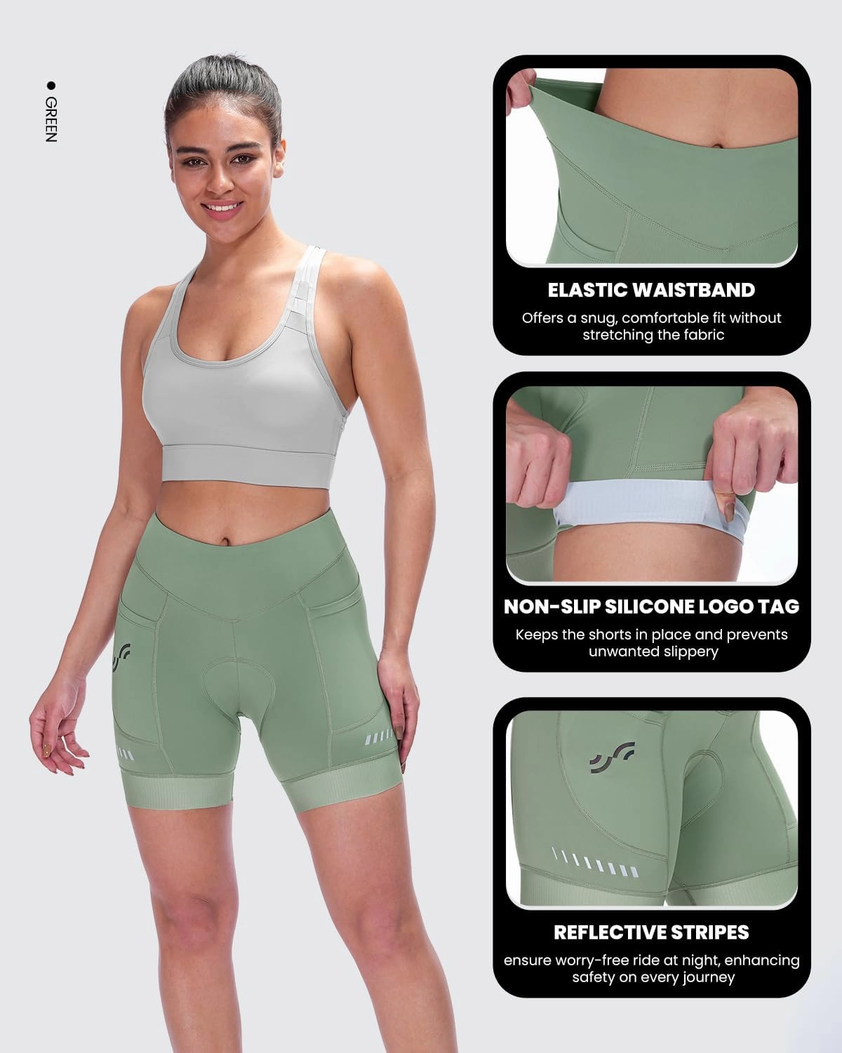 Sportneer Padded Bike Shorts Women - 4D Bicycle Cycling Riding Biking Shorts with 3 Pockets for Mountain Bike and Road