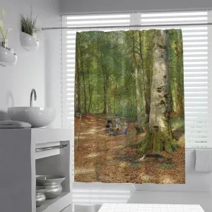 Spring Outing Theme Shower Curtains The Woodland Glade Famous Painting Print Bathroom Curtain for Shower Stall Bathtubs Waterproof 60 x 78 inch