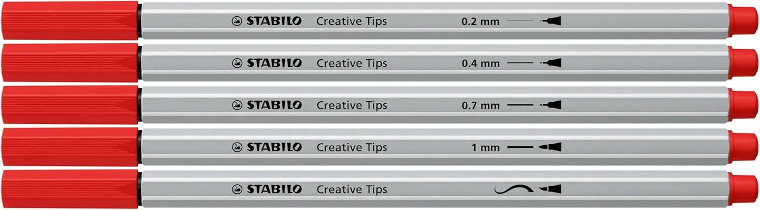 STABILO Multi-Tip Pen Set Creative Tips - 30 Piece ARTY Metal Tin Set - 6 Classic Colors - Technical drawing, illustration
