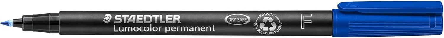 Staedtler 318-3 Lumocolor Universal Permanent Fine Pens - Blue, Pack of 10, box of 10 (318-3 VE)