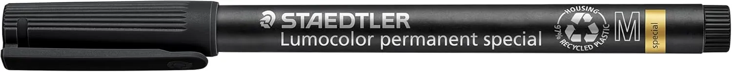 Staedtler Lumocolor Special, Medium, Permanent Marker For Coated surfaces and Glass, Black 319 M-9 (319 M-9 VE)