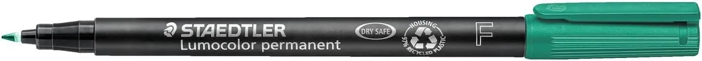Staedtler Lumocolor Universal Pen, Fine, Felt Tip, Permanent Marker, 0.6mm, Green 318-5