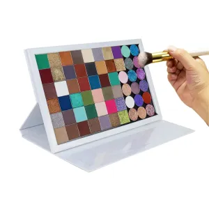 strong portable ipad style standable large empty magnetic organizer palette, big white holographic cardboard magnetic palette, holding 60pcs 26mm round or square pans.