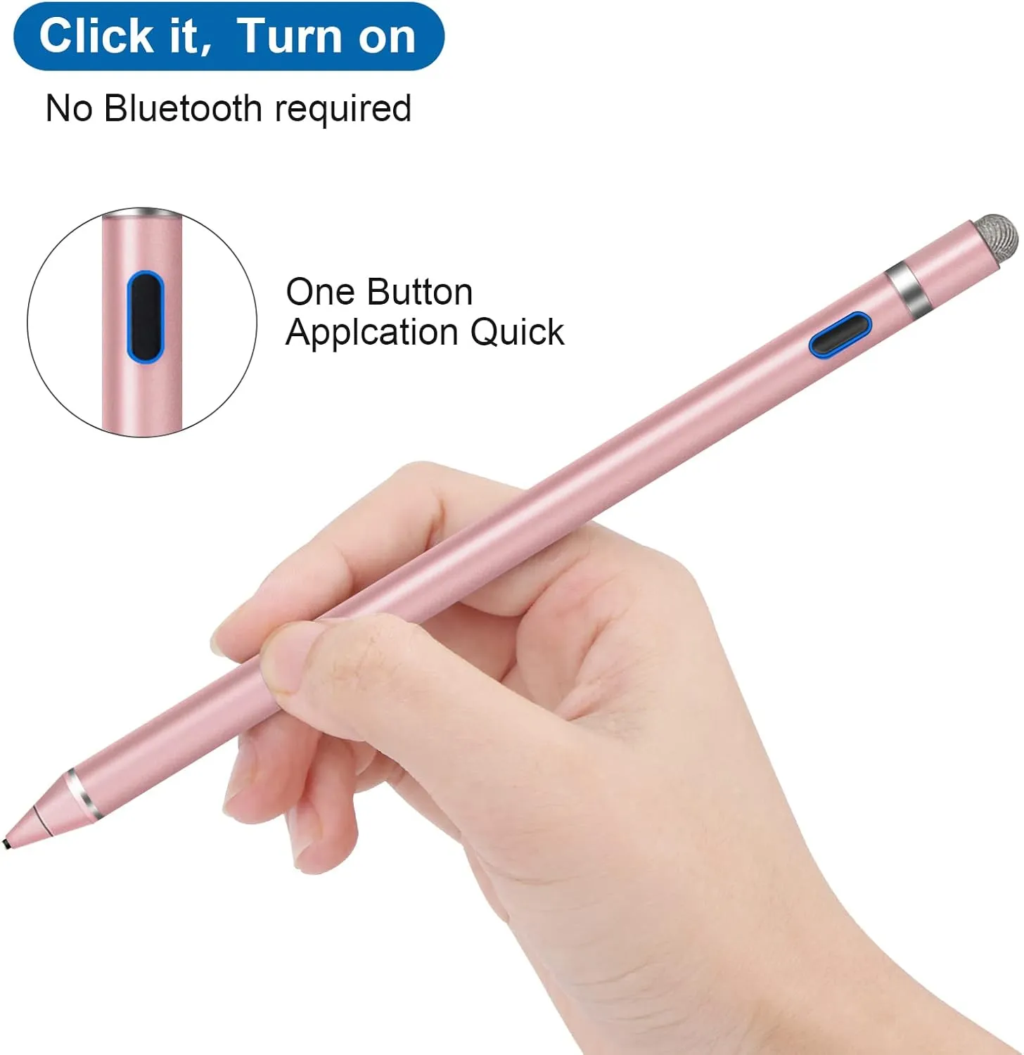 Stylus Pen for Touchscreen - 1.5mm Ultra-Fine Tip Stylus Pen for iPad Pro, Air | Magnetic Cap | 12H Battery | No Bluetooth | Compatible with iPhone, Android, Chromebook, Tablets (Gold)