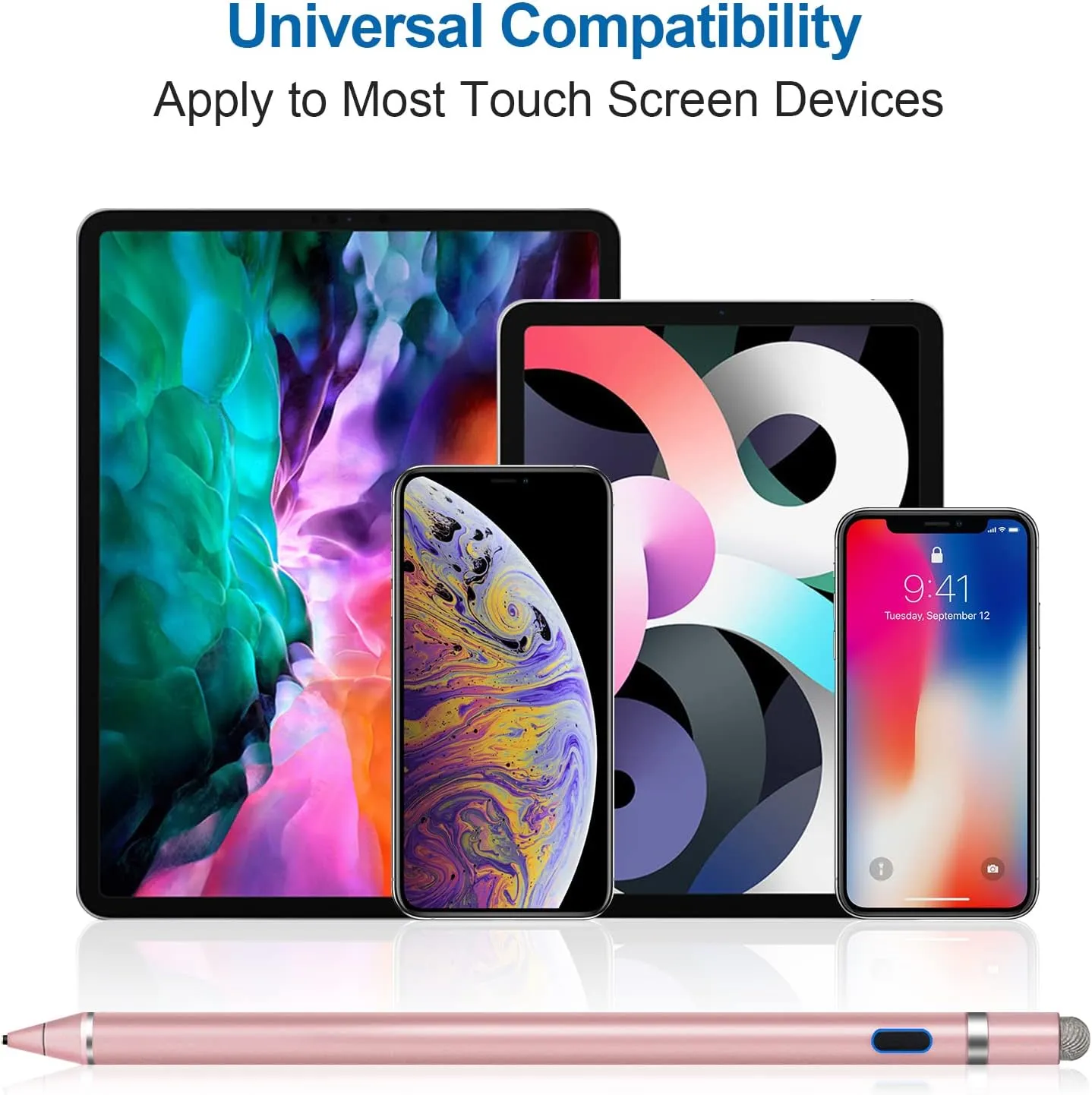 Stylus Pen for Touchscreen - 1.5mm Ultra-Fine Tip Stylus Pen for iPad Pro, Air | Magnetic Cap | 12H Battery | No Bluetooth | Compatible with iPhone, Android, Chromebook, Tablets (Gold)