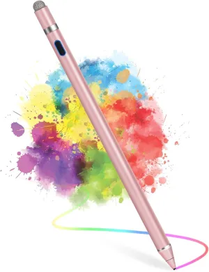 Stylus Pen for Touchscreen - 1.5mm Ultra-Fine Tip Stylus Pen for iPad Pro, Air | Magnetic Cap | 12H Battery | No Bluetooth | Compatible with iPhone, Android, Chromebook, Tablets (Gold)