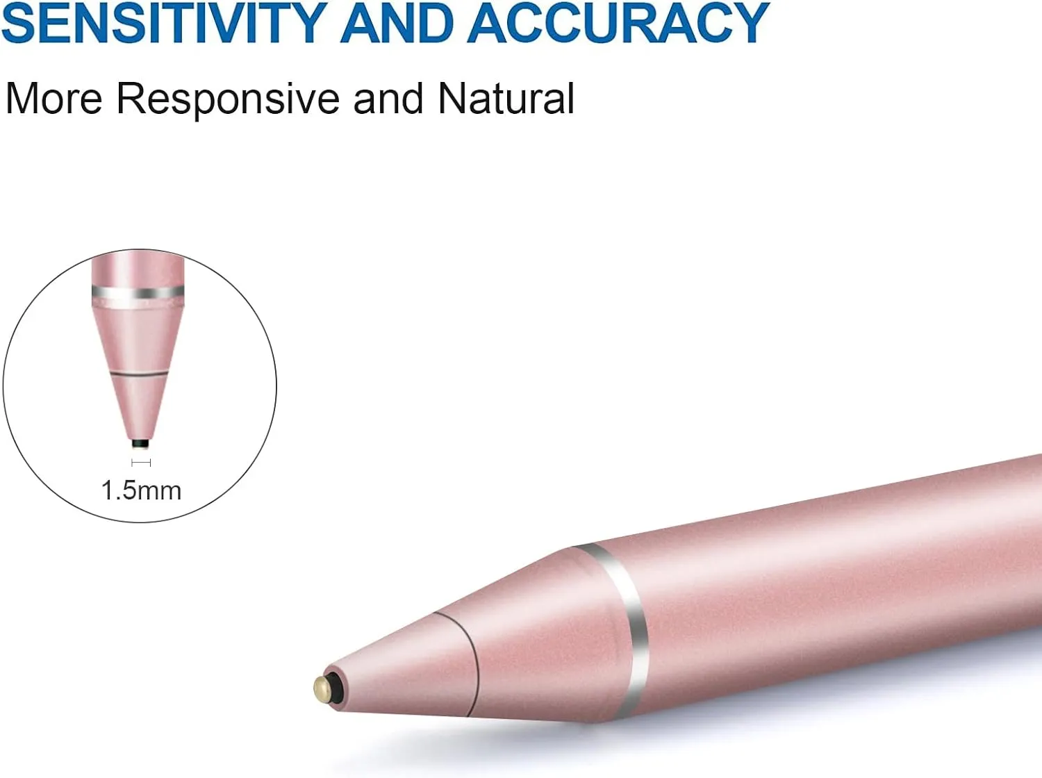 Stylus Pen for Touchscreen - 1.5mm Ultra-Fine Tip Stylus Pen for iPad Pro, Air | Magnetic Cap | 12H Battery | No Bluetooth | Compatible with iPhone, Android, Chromebook, Tablets (Gold)
