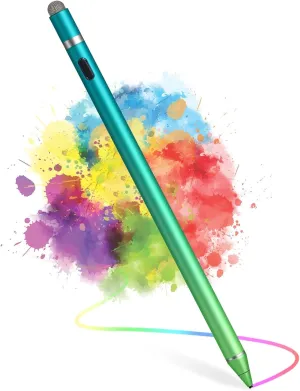 Stylus Pen for Touchscreen - 1.5mm Ultra-Fine Tip Stylus Pen for iPad Pro, Air | Magnetic Cap | 12H Battery | No Bluetooth | Compatible with iPhone, Android, Chromebook, Tablets (Gradient Blue Green)