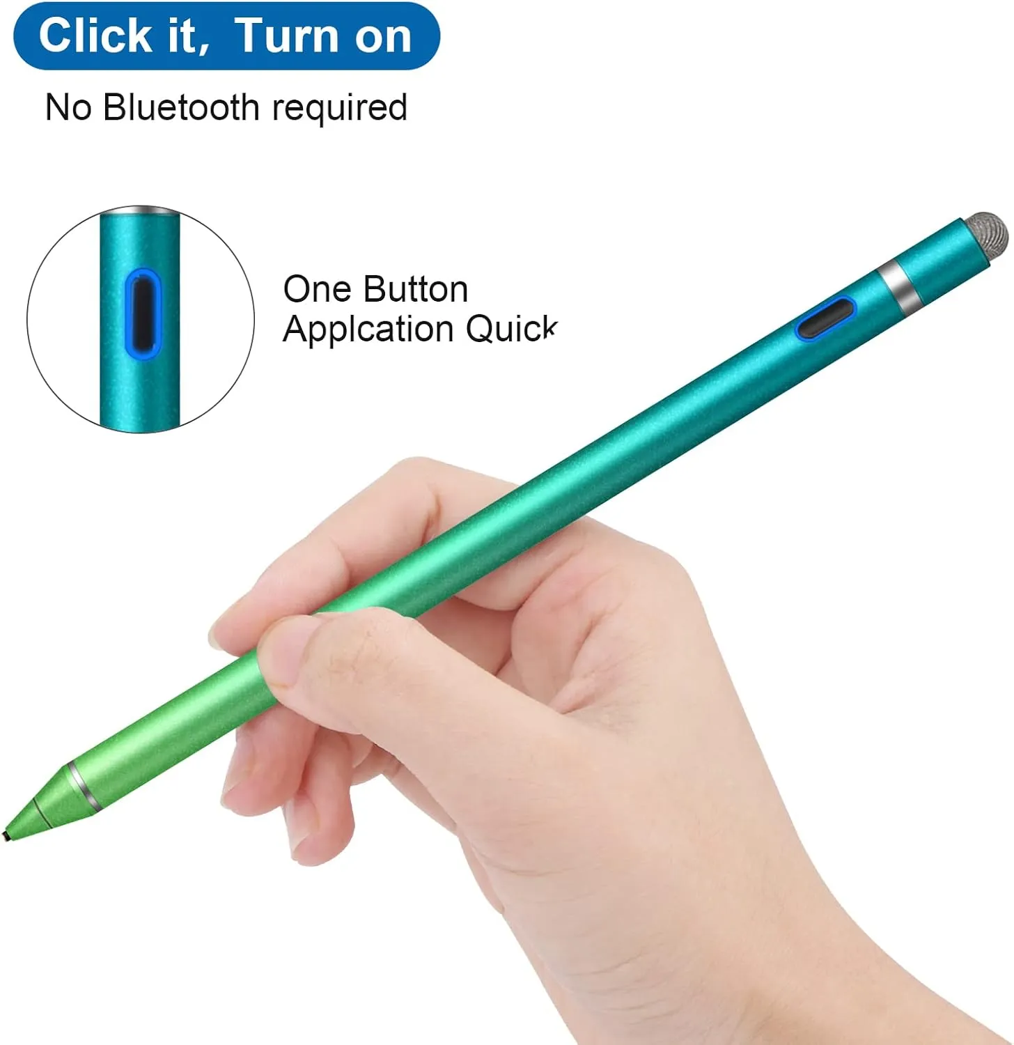 Stylus Pen for Touchscreen - 1.5mm Ultra-Fine Tip Stylus Pen for iPad Pro, Air | Magnetic Cap | 12H Battery | No Bluetooth | Compatible with iPhone, Android, Chromebook, Tablets (Gradient Blue Green)