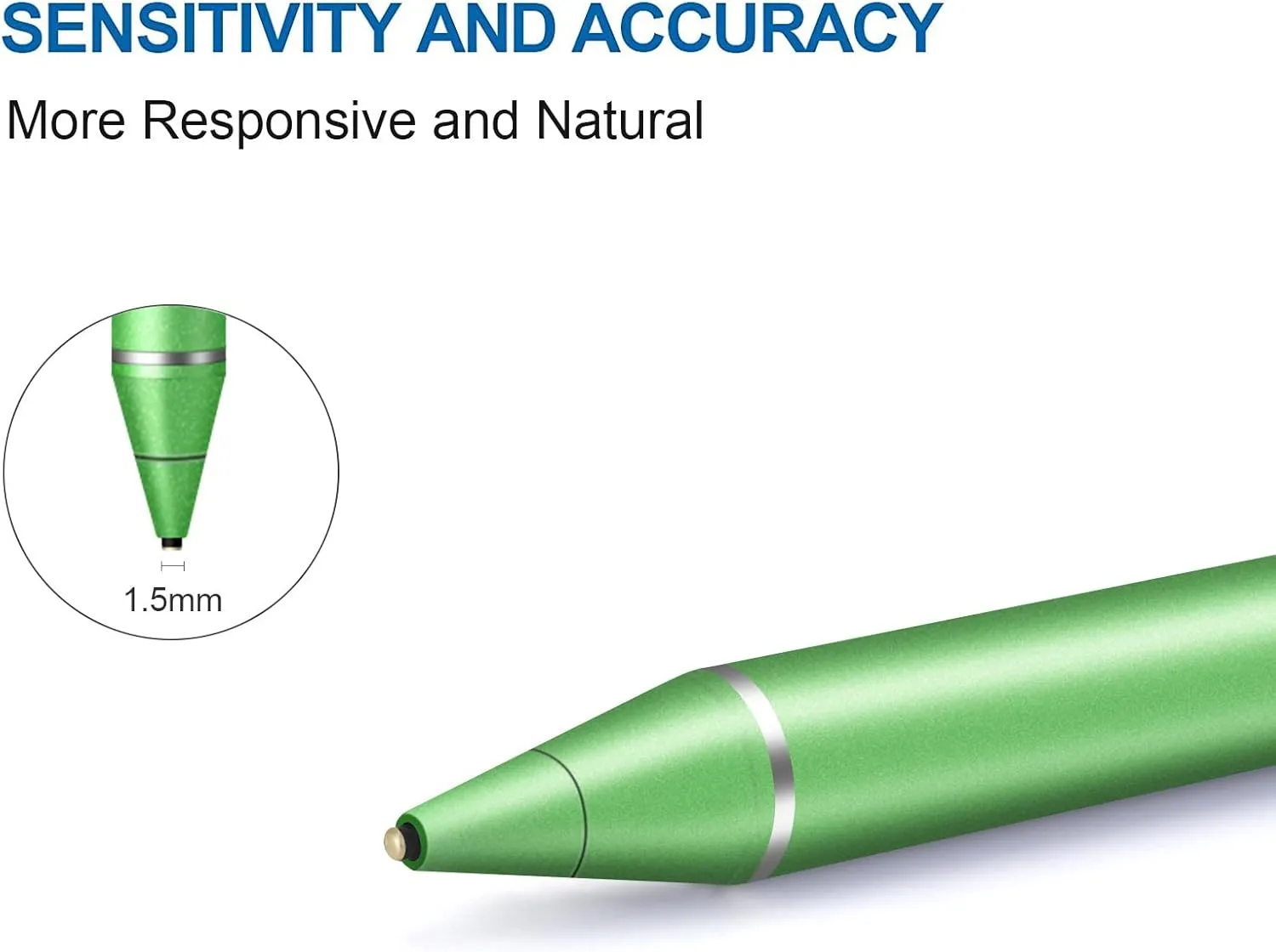 Stylus Pen for Touchscreen - 1.5mm Ultra-Fine Tip Stylus Pen for iPad Pro, Air | Magnetic Cap | 12H Battery | No Bluetooth | Compatible with iPhone, Android, Chromebook, Tablets (Gradient Blue Green)