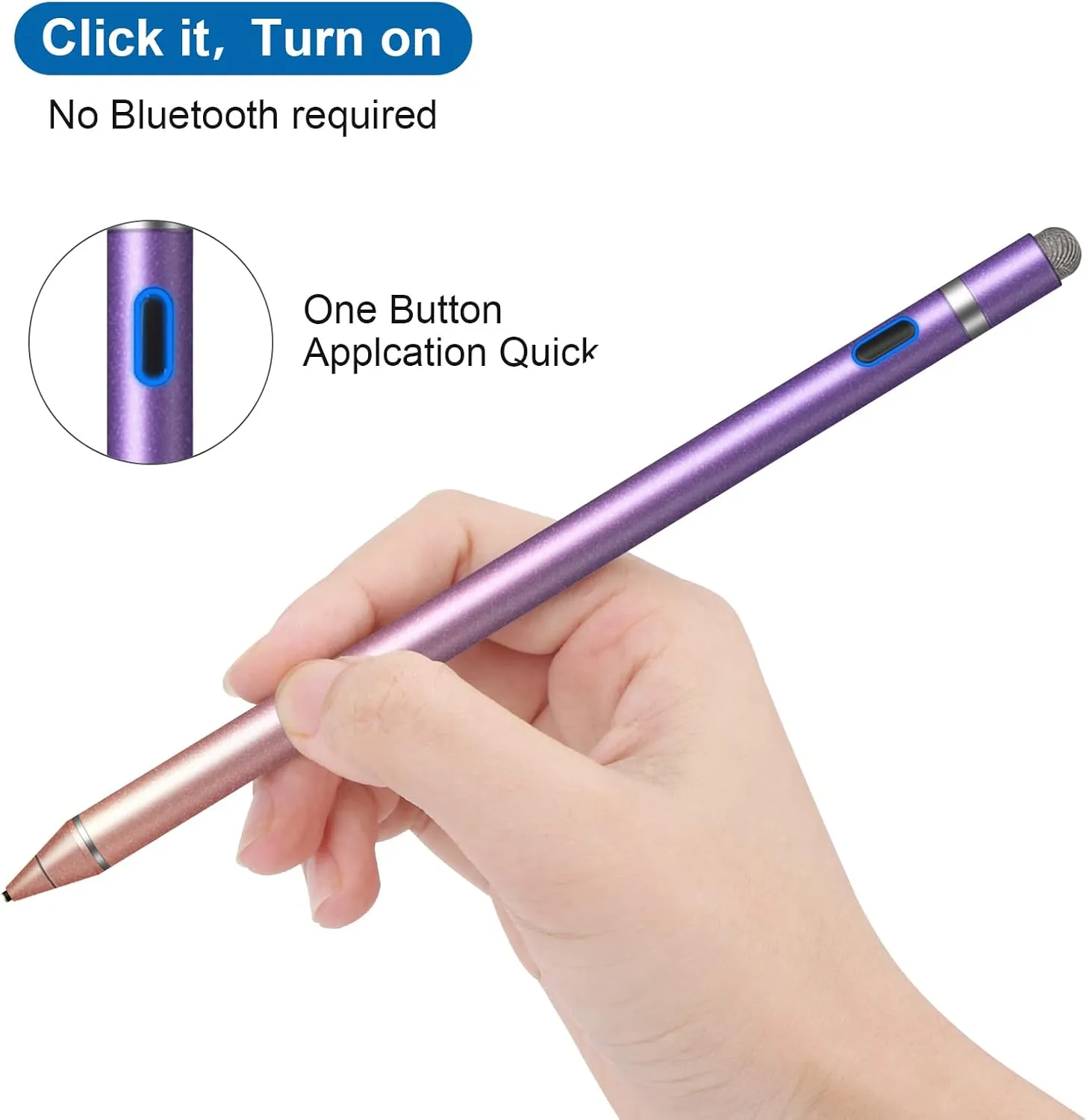 Stylus Pen for Touchscreen - 1.5mm Ultra-Fine Tip Stylus Pen for iPad Pro, Air | Magnetic Cap | 12H Battery | No Bluetooth | Compatible with iPhone, Android, Chromebook, Tablets (Gradient red Purple)
