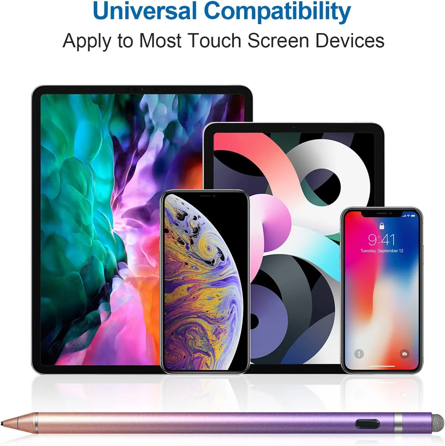 Stylus Pen for Touchscreen - 1.5mm Ultra-Fine Tip Stylus Pen for iPad Pro, Air | Magnetic Cap | 12H Battery | No Bluetooth | Compatible with iPhone, Android, Chromebook, Tablets (Gradient red Purple)