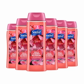 Suave Moisturizing Body Wash, with Wild Cherry Blossom and Vitamin E Extract, No Parabens, No Phtahaltes, 18 Oz Pack of 6