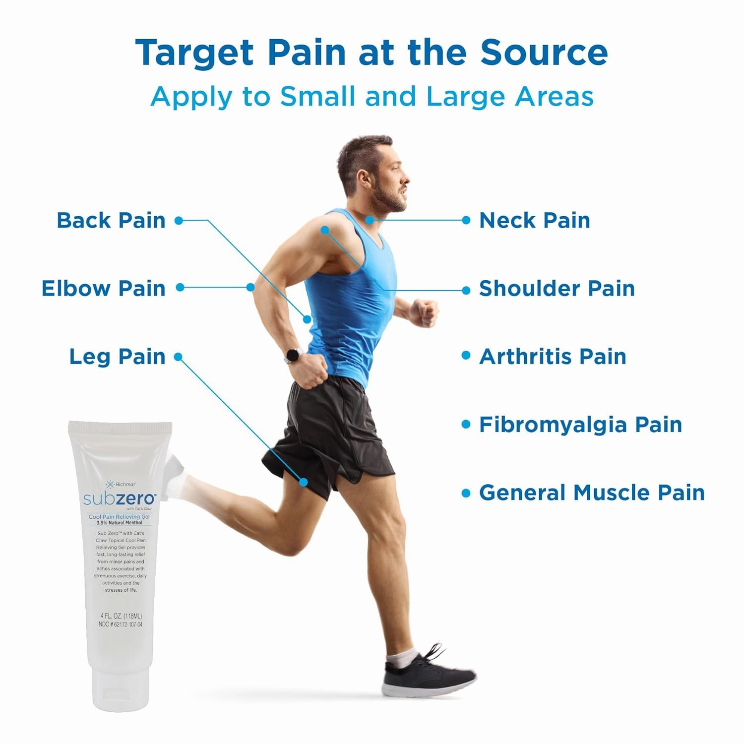 SUB ZERO Cooling Pain Relief Gel, 4-oz Tube - Joint Relief and Nerve Pain Relief Cream for Muscle Deep Pain Relief, Back Pain Relief Products, 3 Pack