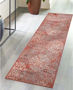 Superior Indoor Runner Rug, Jute Backed, Perfect for Entryway, Office, Living/Dining Room, Bedroom, Kitchen, Hardwood Floor, Floral Scroll Decor, Leigh Collection, 2' 7" x 8', Ginger