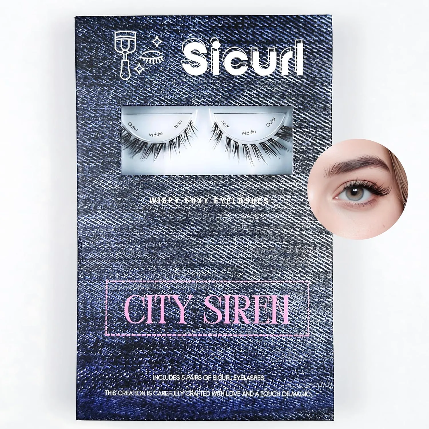 The City Siren Lashes, Foxy Wispy Eyelashes, False Eyelashes Everyday Use, Individual Lashes, Easy to Apply, No Lash Glue Included, 5 Sets of Eyelashes