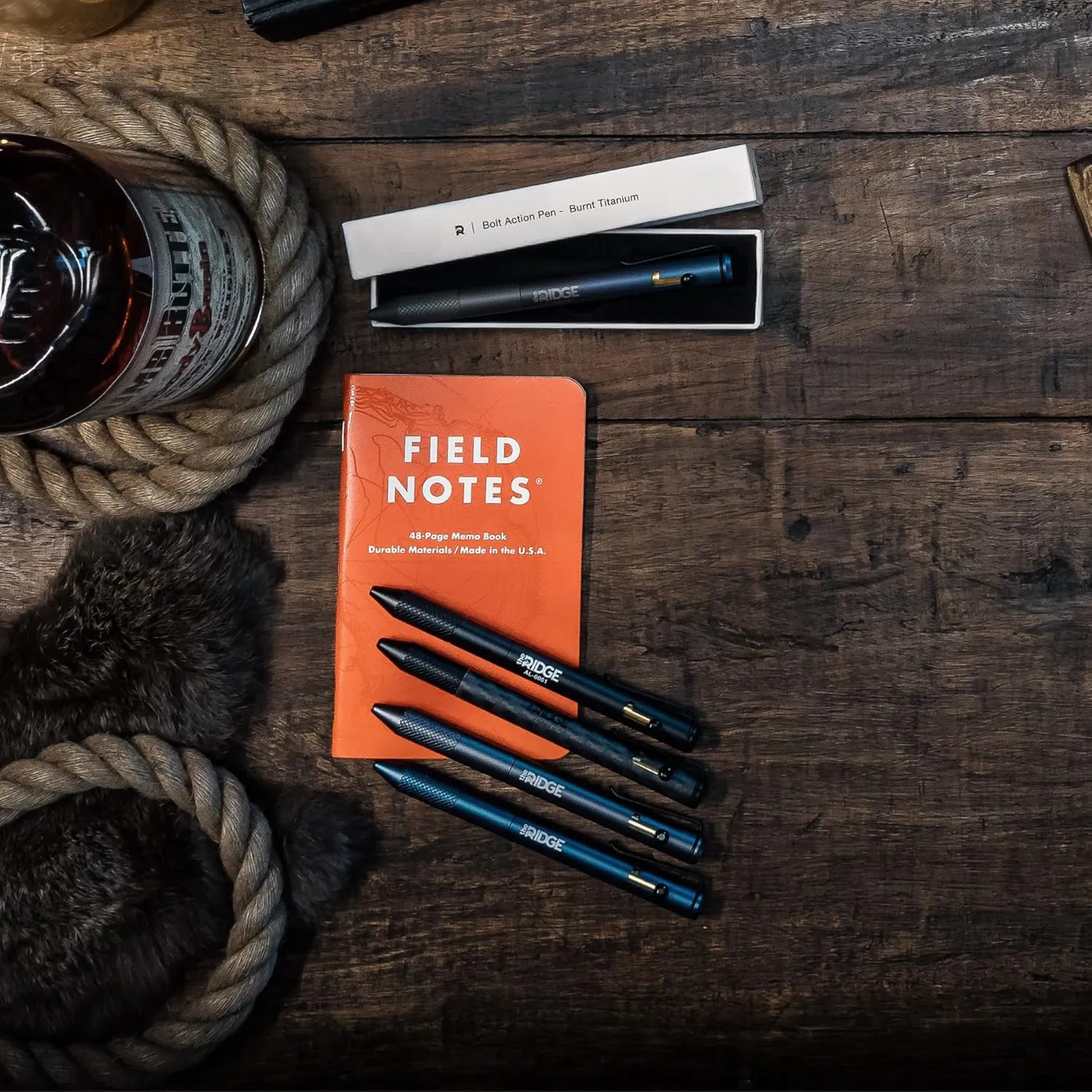 The Ridge Bolt Action Ballpoint Pen | Metal Retractable Compact Writing Instrument | Textured Grip & Internal Pressurized Refill | Aluminum Gunmetal