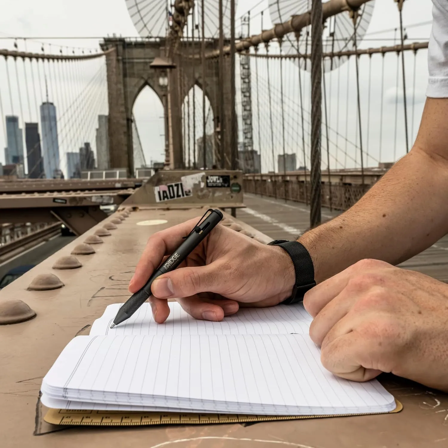The Ridge Bolt Action Ballpoint Pen | Metal Retractable Compact Writing Instrument | Textured Grip & Internal Pressurized Refill | Aluminum Gunmetal