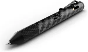 The Ridge Bolt Action Ballpoint Pen | Metal Retractable Compact Writing Instrument | Textured Grip & Internal Pressurized Refill | Carbon Fiber 3k
