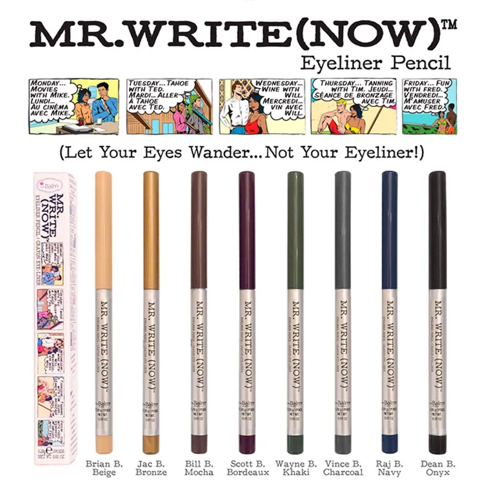 theBalm Mr. Write Now Eyeliner Pencil, Perfect Blend Eyeliner Pencil, Eye Color Pencil with Blending Tip, Long-Lasting