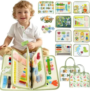 Toddler Busy Board for 1 2 3 4 Year Old - Montessori Busy Book Travel Toys Sensory Board Educational Activity Book for Learning Fine Motor Skills, Gifts for Girls Boys Toddler 1  Years Old