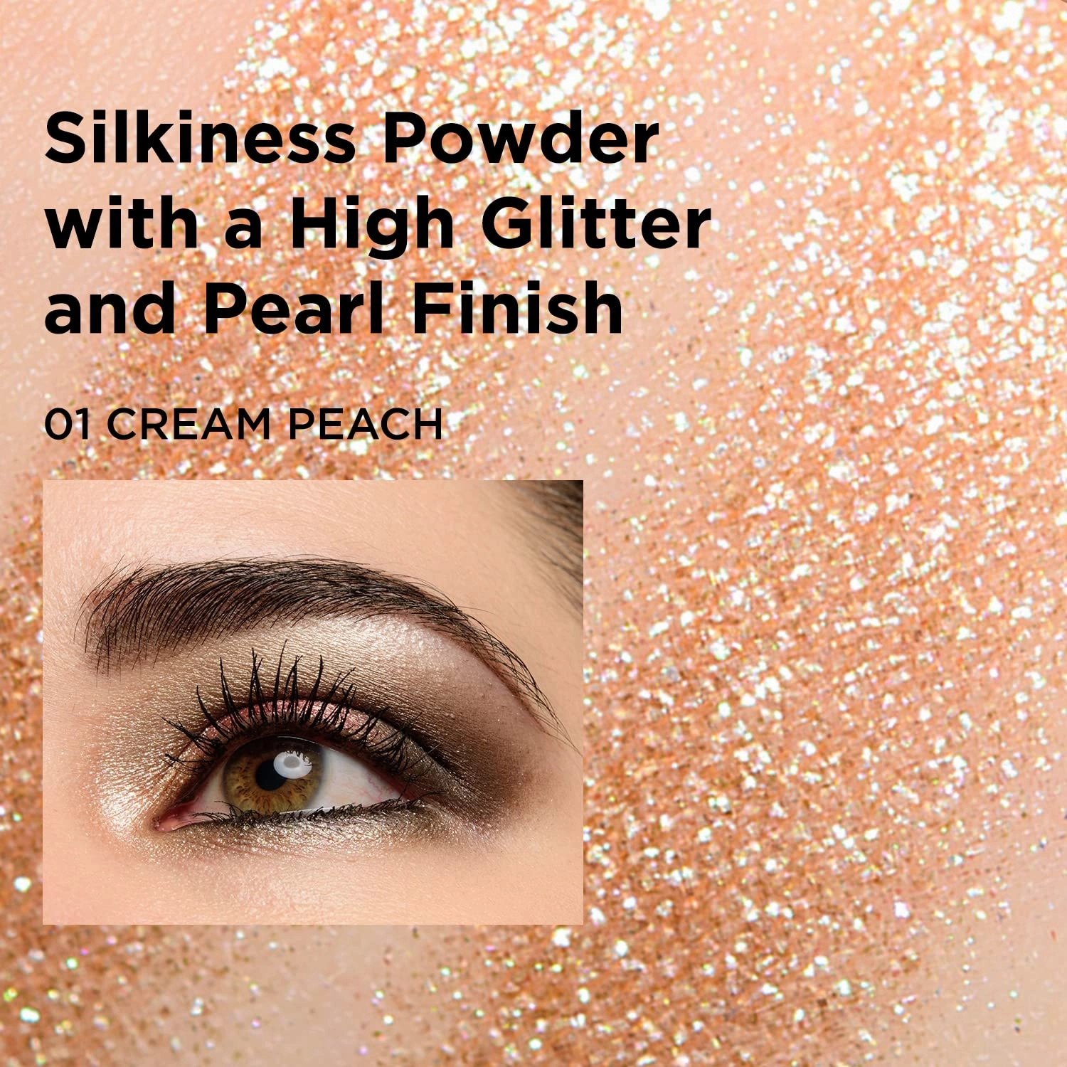 Touch in Sol Metallist Sparkling Foiled Pigment (#1 Cream Peach) - Diamond and Pearl Powders to Create Holographic Look - Dazzling Sparkles Gorgeous Glitter Eye Shadow