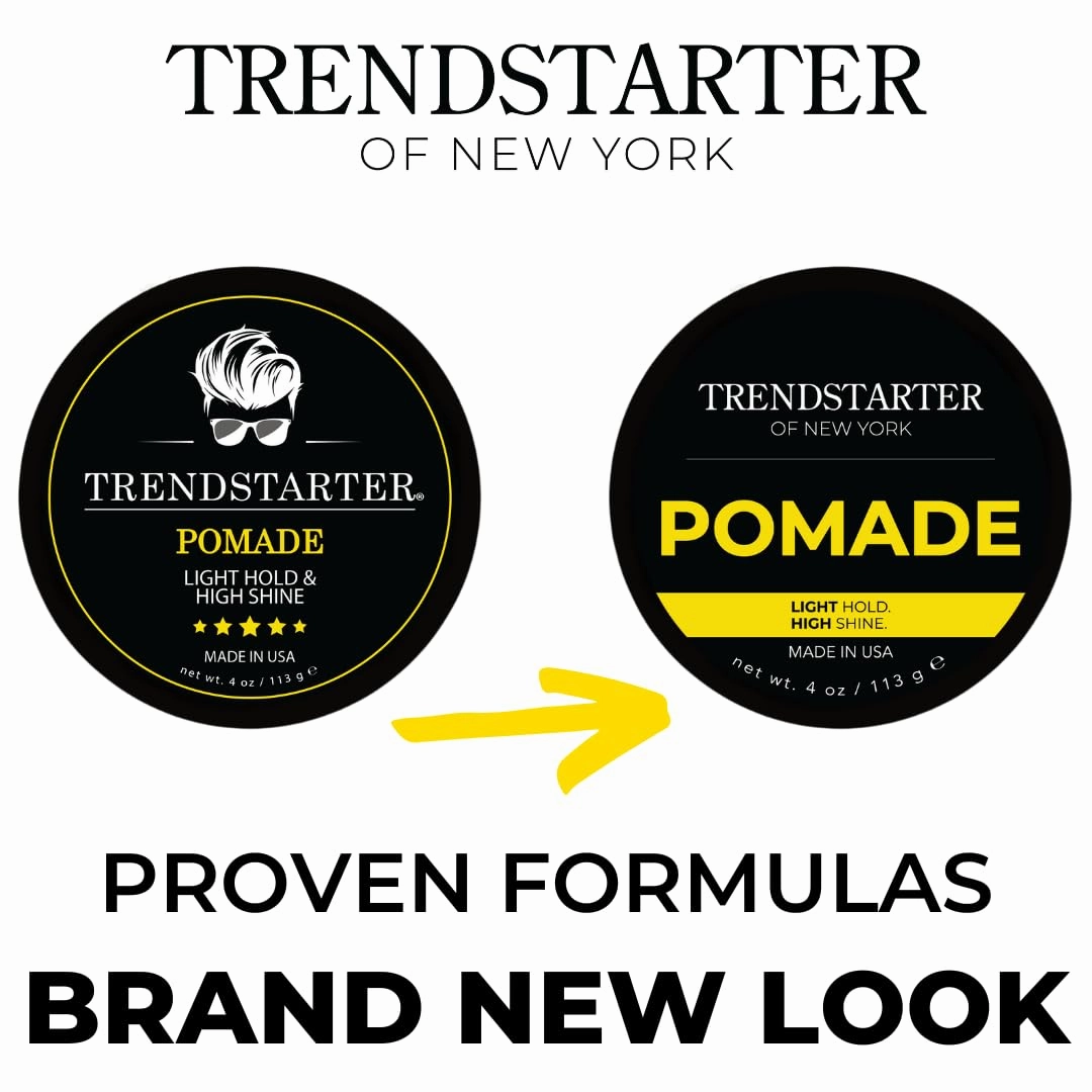 TRENDSTARTER - CLASSIC POMADE (4oz) – Light Hold - High Shine - Water-Based Pomade - All-Day Smooth Wet Look Finish - Non-Crispy Formula - Premium Hair Styling Products