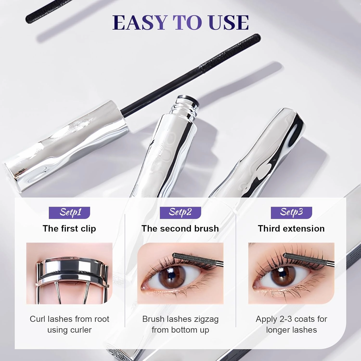 Tubing Mascara Black & Brown for Lash Makeup, Material Mascara Tubing, Lengthening and Curling, Smudge Proof, Non Clumping, Long Lasting and Waterproof (2pcs Black A, 1.2 FL OZ)