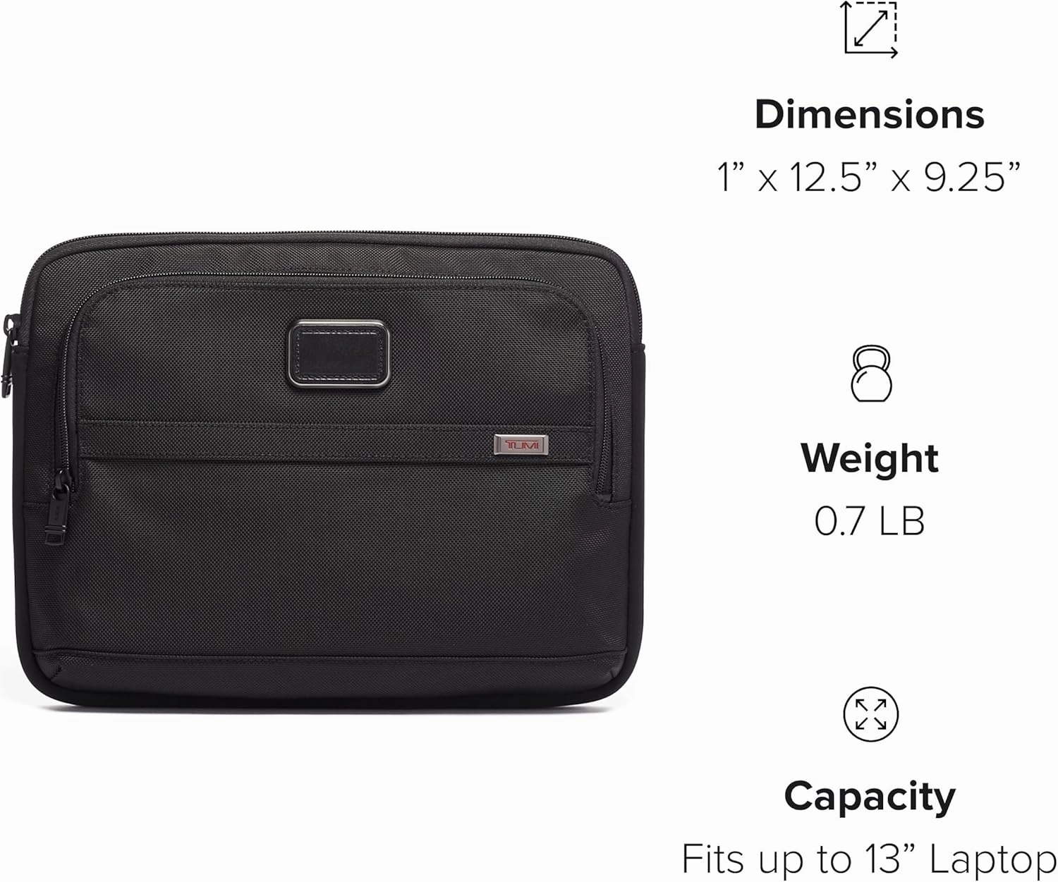 TUMI - Alpha 3 Laptop Cover - Protective Laptop Case for Business & Travel - Durable Computer Sleeve - Fits Up to 13" Laptops - Medium - Black