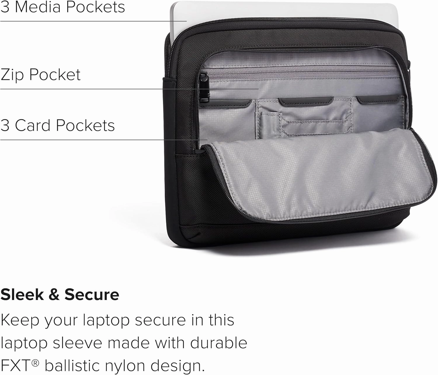 TUMI - Alpha 3 Laptop Cover - Protective Laptop Case for Business & Travel - Durable Computer Sleeve - Fits Up to 13" Laptops - Medium - Black