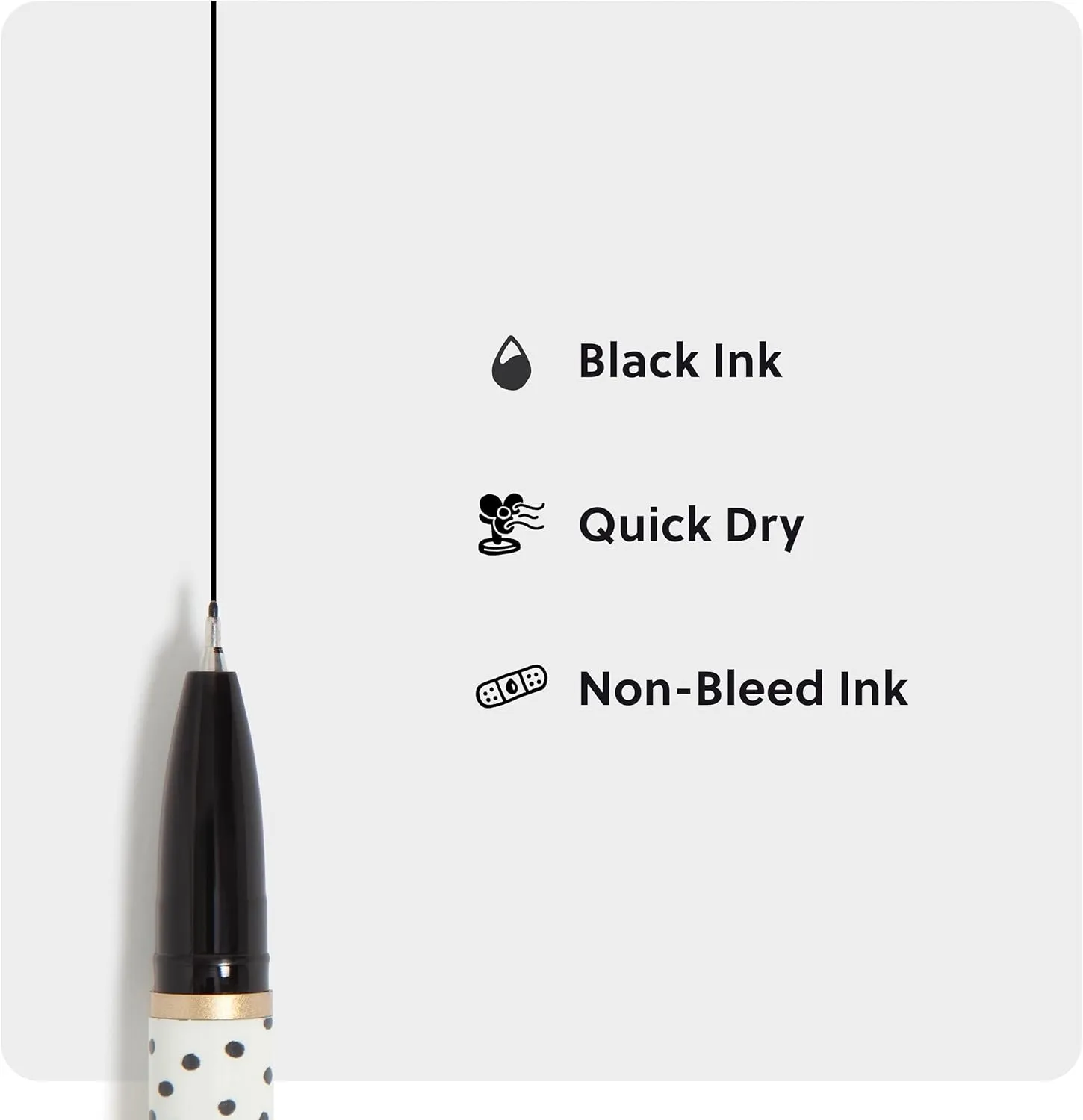 U Brands Catalina Felt Tip Pens, Set of 12, Stripes and Dots with Gold Details, Medium (0.7 mm) Point, Black Ink