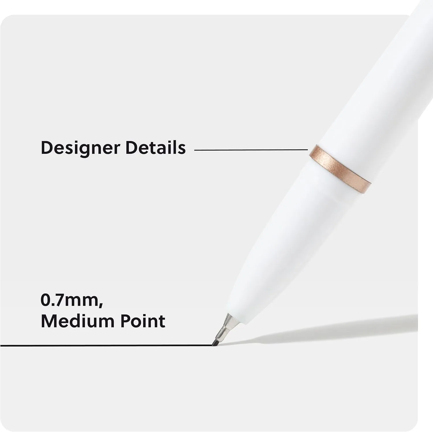 U Brands Catalina Felt Tip Pens, Set of 12, White and Rose Gold, Medium (0.7 mm) Point, Black Ink