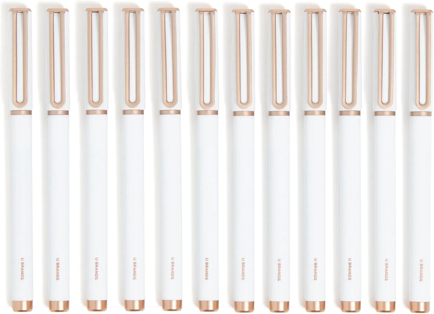 U Brands Catalina Felt Tip Pens, Set of 12, White and Rose Gold, Medium (0.7 mm) Point, Black Ink