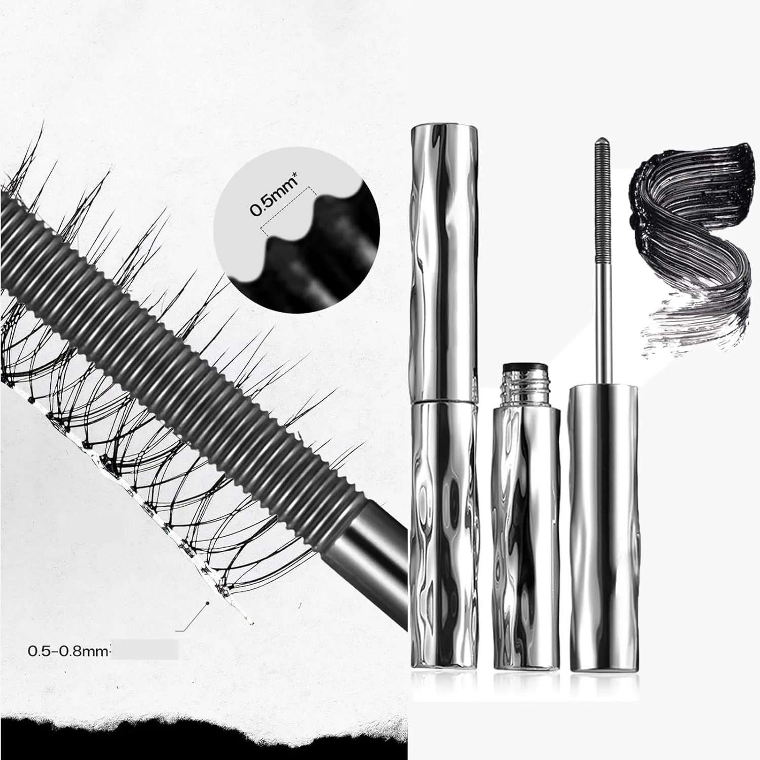 Ultimate Length & Curl Mascara Set, Steel Pipe Eyelash Primer, Steel Tube mascara Primer, 2025 New Waterproof Black Washable Metal mascaras, Iron Wand mascara,Waterproof & Sweat-Resistant (3pcs, 1)