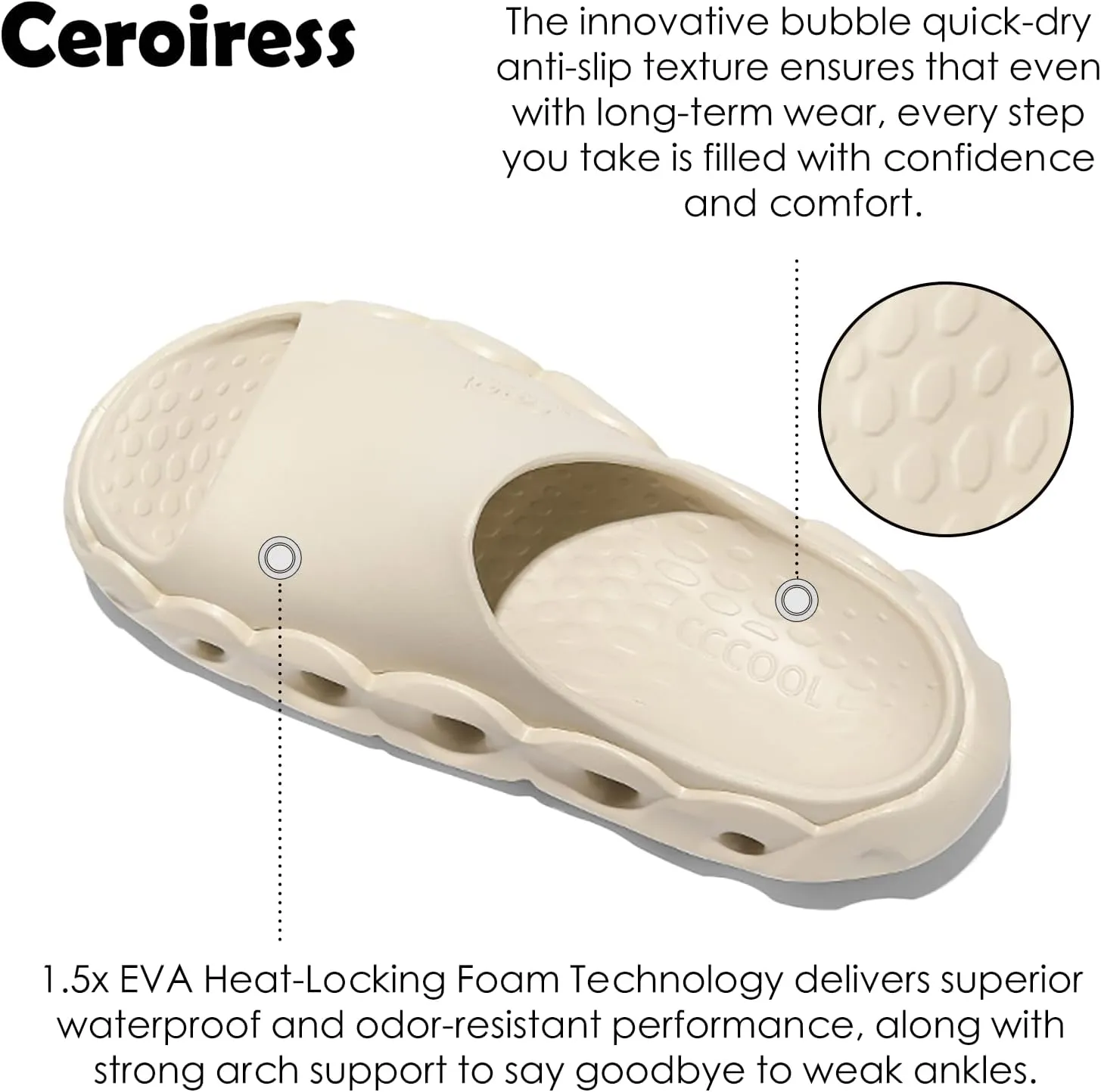 Unisex EVA Outdoor Sandals for Fashion Outfit with 5cm Height Boost & Arch Support & Post-Workout Recovery - Waterproof Quick-Dry Lightweight Mules & Clogs, Non-Slip Durable Slides