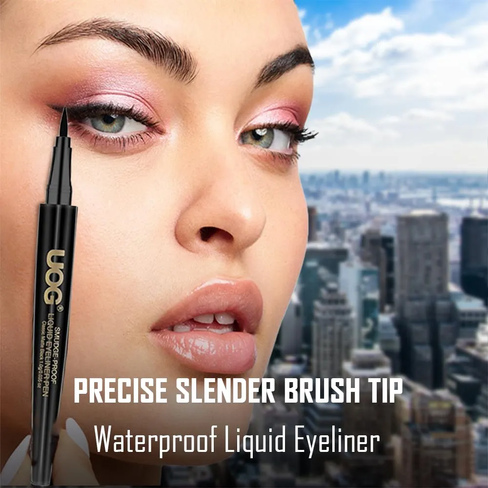 UOG Liquid Eyeliner pen – Waterproof, Smudge-Proof & Long-Lasting (Up to 72 Hours), Quick-Dry with Precise Slender Brush Tip, No-Skip,Transfer-Resistant & Allergy-Free for Sensitive Eyes,Matte Finish.