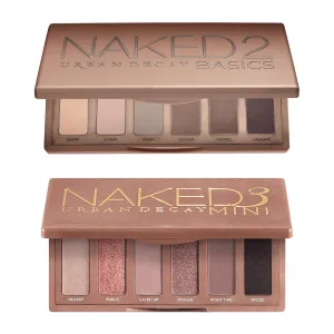 URBAN DECAY Naked Mini Eyeshadow Palettes Bundle - Naked 2 Basics (Neutral Mattes)   Naked 3 Mini (Rosy Neutrals Shimmer)