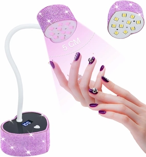 UV Nail Lamp,30W Rechargeable Gel Lamp Mini Cordless Nail Lamp with 2 Timers & Auto Sensor,LED Fast Curing Goosenecks Gel Nail Polish Lamp for Home DIY Manicure (Purple Diamond)