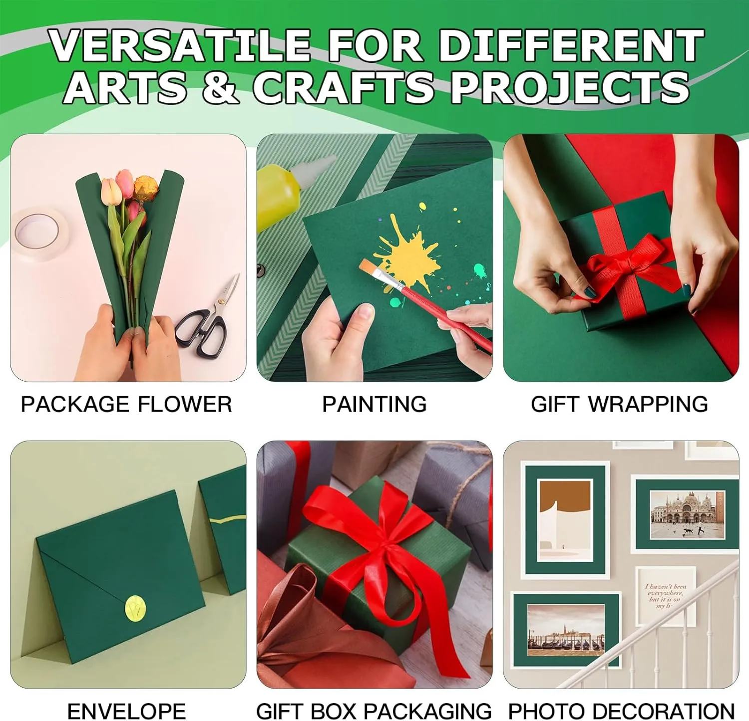 Vanhench 24"x2520"(210') Christmas Green Solid Color Wrapping Paper, Art Kraft Paper for Bouquet Flower Crafts Packing, Poster, Bulletin Board, Floor Covering & Table Runner