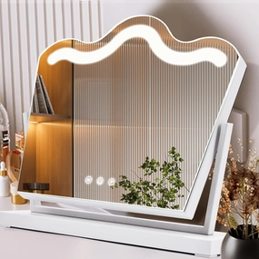 Vanity Mirror with Lights, Hollywood Lighted Makeup Mirror 3 Color Lighting Modes, Crown Mirror with Detachable 10x Magnification, Smart Touch Control, White.