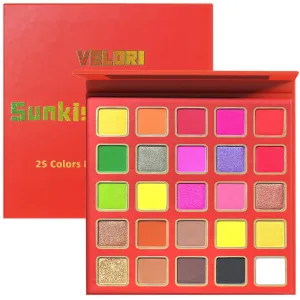 Velori 25 Color Vibrant Eyeshadow Palette – Bold Matte & Shimmer Shades, Highly Pigmented Waterproof & Crease-Proof Formula,Travel-Friendly with Mirror for Festival, Party & Artistic Eye Makeup