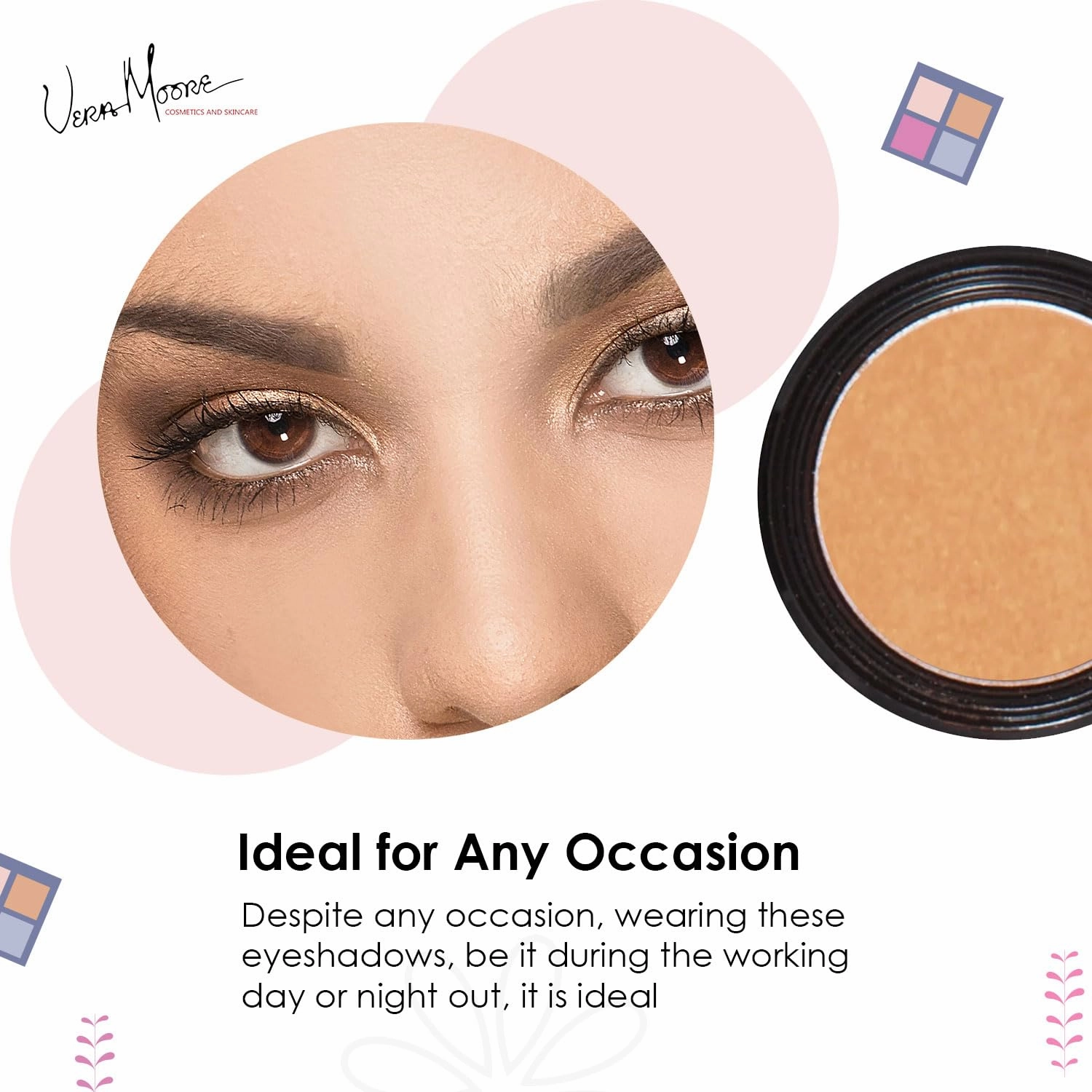 Vera Moore Eyeshadow, Highly Pigmented Eyeshades and Textures, Provide Bold and Lasting Looks, Suitable for Any Event, Easily Blendable Eye Makeup in Multiple Shades. (Autumn Gold)