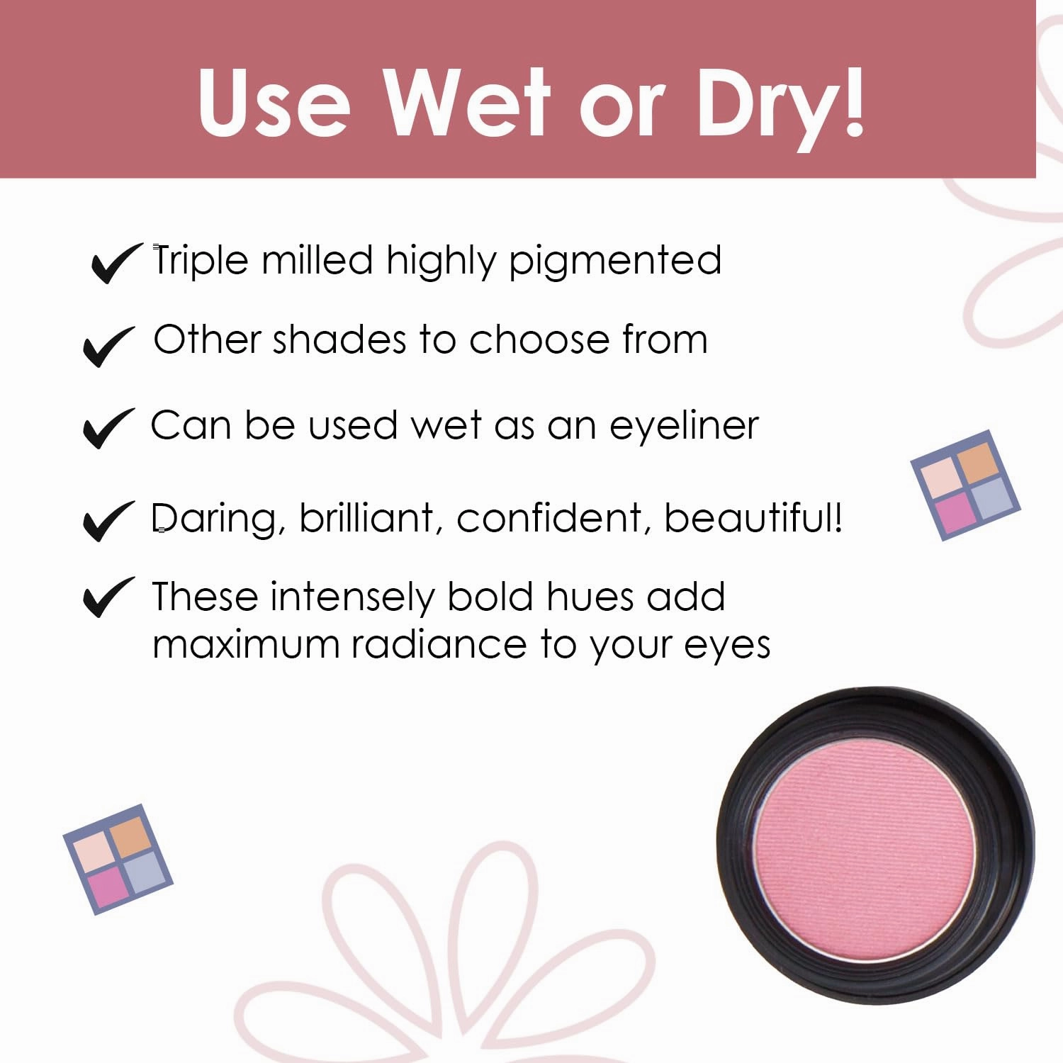 Vera Moore Eyeshadow, Highly Pigmented Eyeshades and Textures, Provide Bold and Lasting Looks, Suitable for Any Event, Easily Blendable Eye Makeup in Multiple Shades. (Pink)