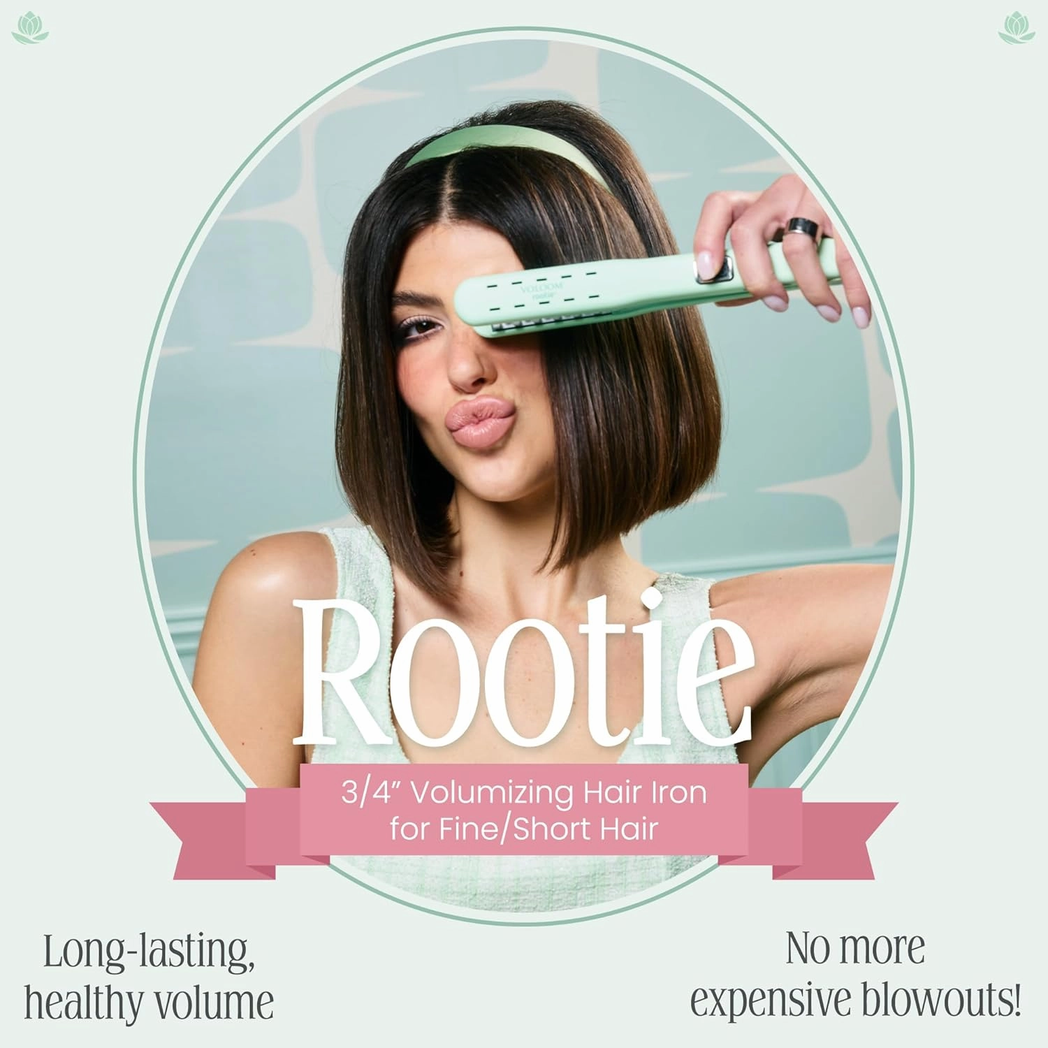 Voloom Rootie 3/4” Inch Professional Volumizing Ceramic Hair Iron | Lasting Hair Volume | for Short Or Thin Hair | Adjustable Temp | Auto Shut-Off